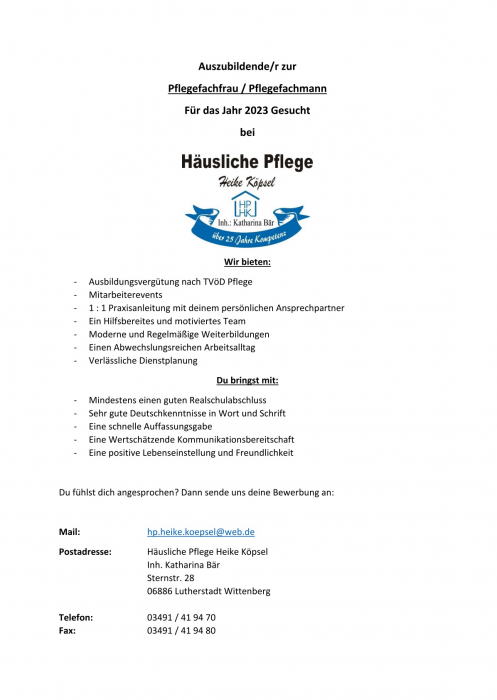 Pflegefachfrau/Pflegefachmann